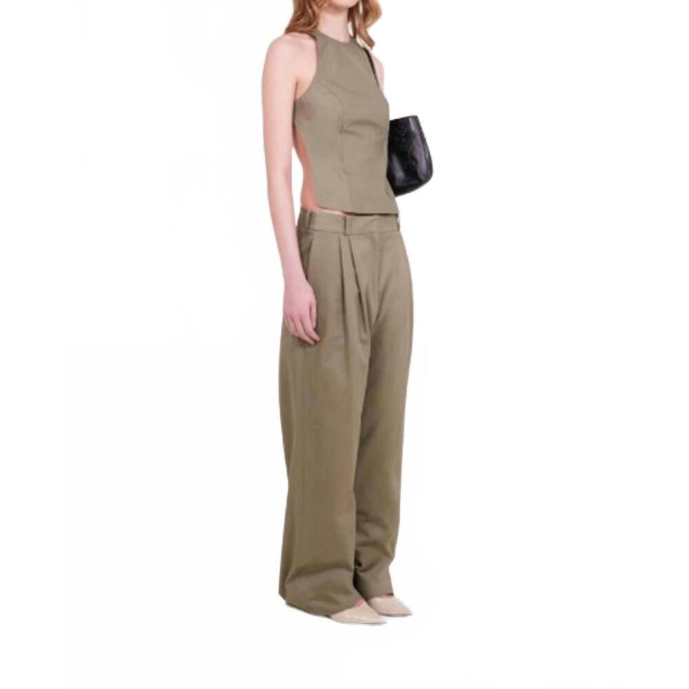 Sleeveless Olive Halter Crop Top - Brand